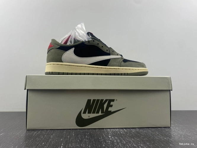 Rep TB DM7866-002 'BLACK SP JORDAN LOW AIR 1 TRAVIS SCOTT OG X OLIVE' 0714
